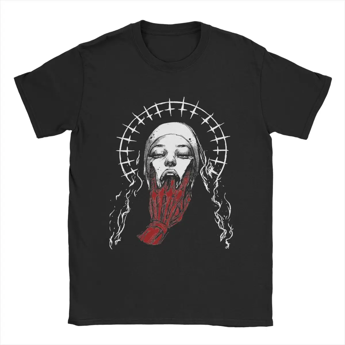 Satanic Bad Nun T-Shirt Men Casual Cotton Tee Shirt Round Neck Short Sleeve T Shirt Gift Clothes