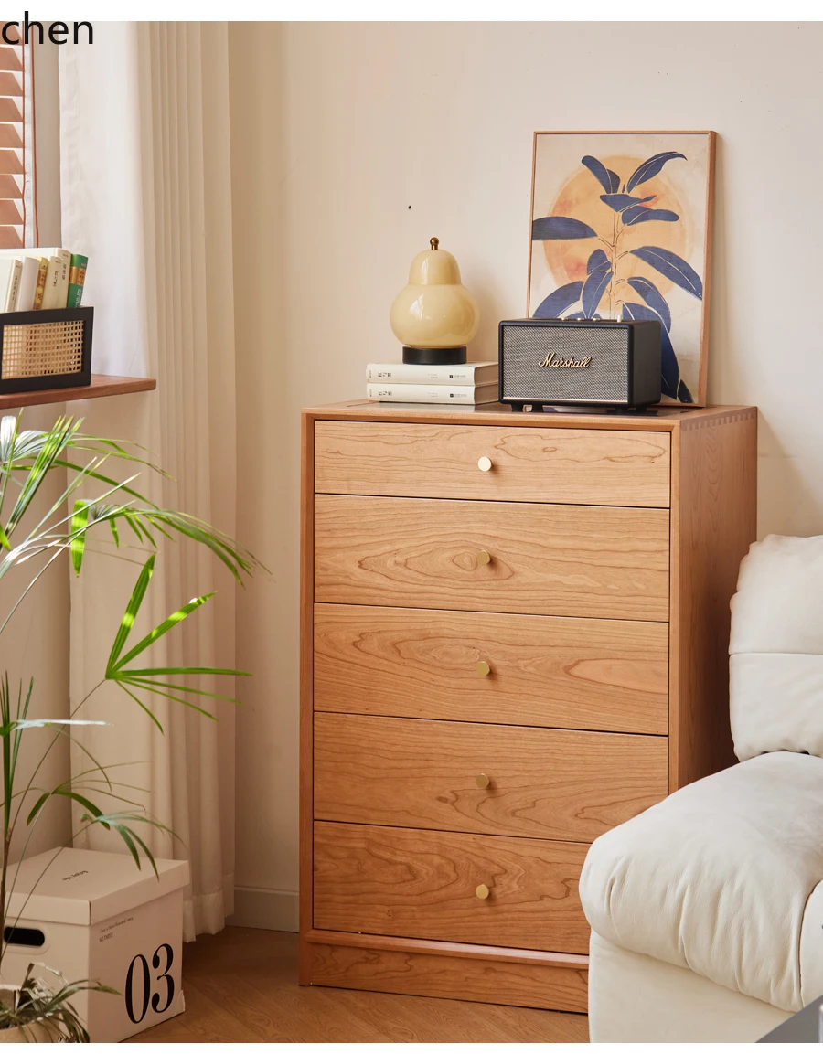 

YXY Bedroom Solid Wood Storage Cabinet Floor-standing Living Room Sofa TV Side Drawer