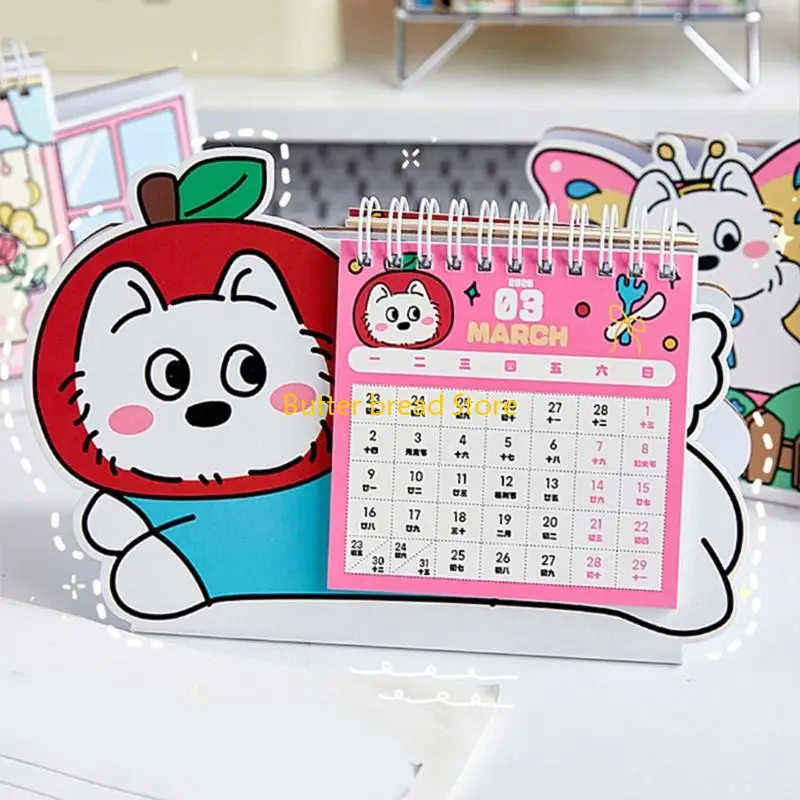 

W89C 2026 Desk Calendar Small Calendar Standing Calendar Desktop Ornaments Lucky Dog Monthly Calendar Office Calendar