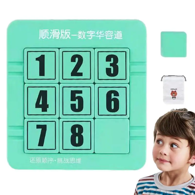 Number Sliding Puzzle Game Wooden Sliding Block Number Puzzle Wooden Hand-Speed Training Toy Early Education Moving Blocks Game