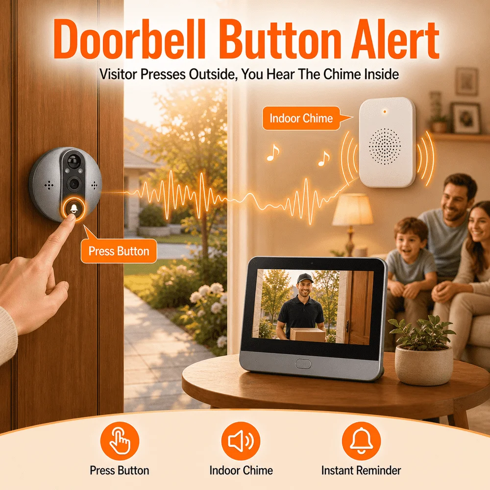 4.3 Inch Tuya Smart Life 5MP Magic Peephole Eye Digital Door Viewer Battery Powered 2.4Ghz WiFi PIR Detection Doorbell Camera