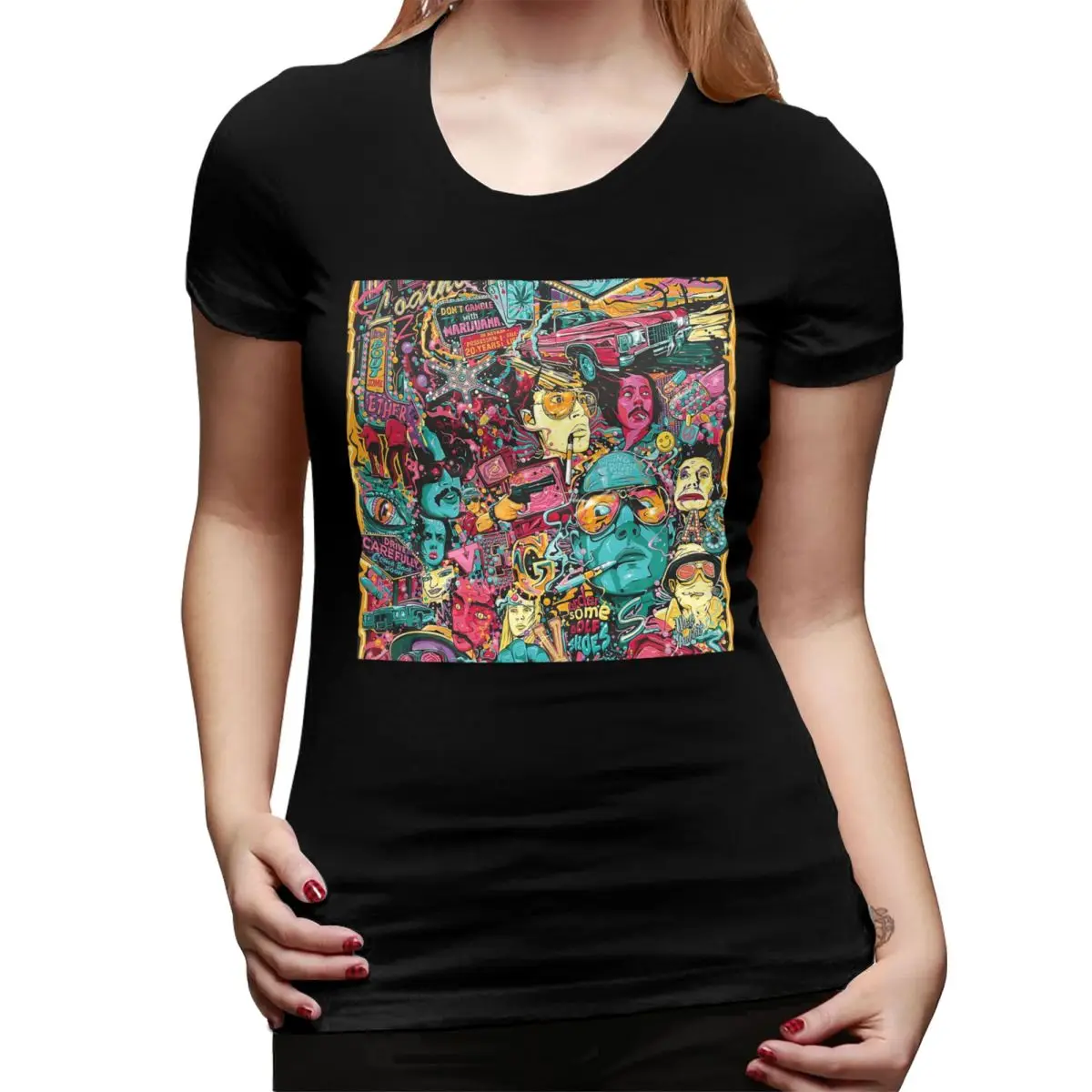 Женская футболка Fear And Loathing In Las Vegas Art с круглым вырезом, уличная одежда, футболки, женские летние топы с короткими рукавами