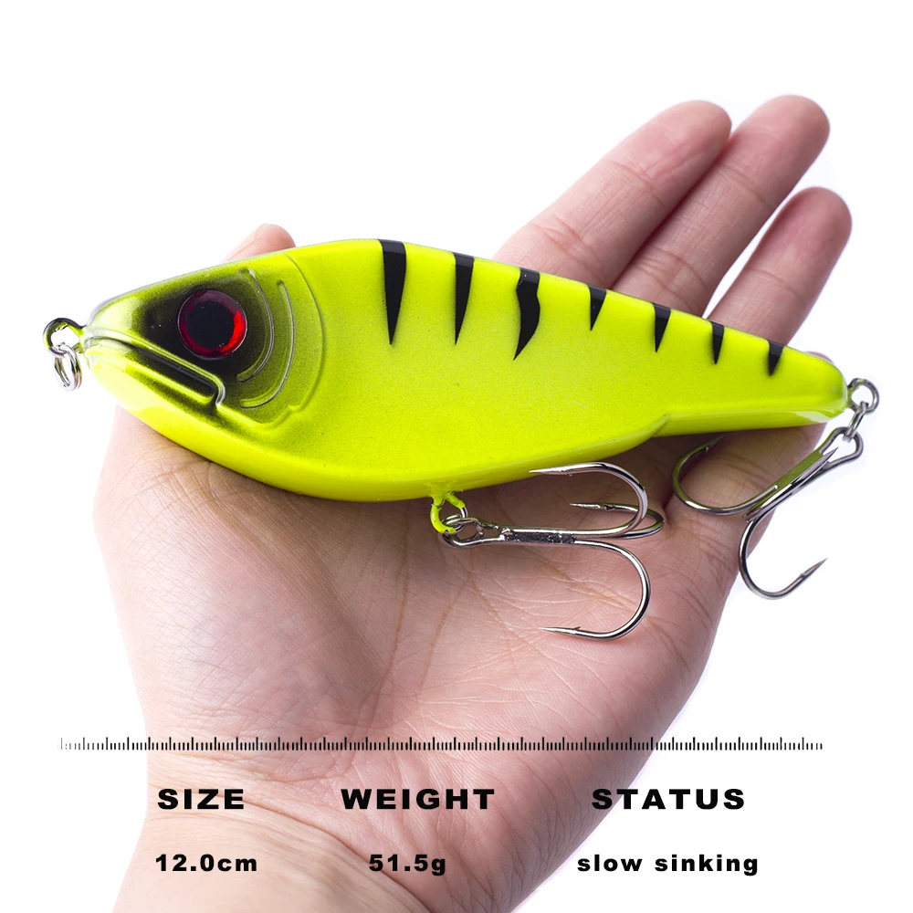 CCLTBA 12CM 51.5G Jerkbait Fishing Lures Artificial Hard Jerk Bait Pike Muskies Lure Slow Sink Glide Wobbler Crank for Fishing