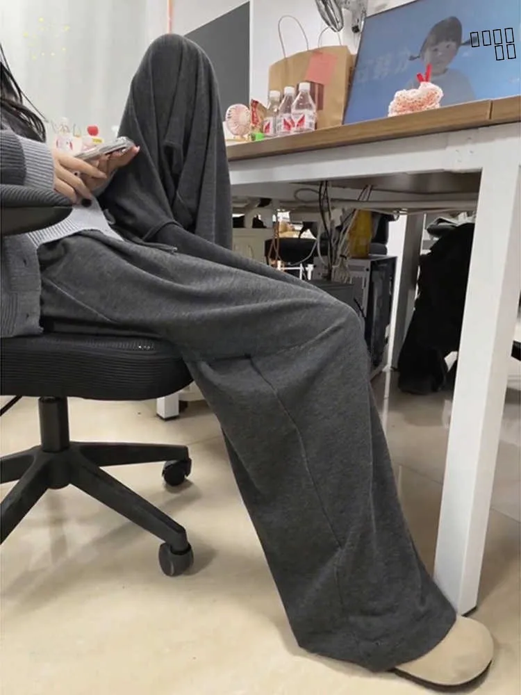 

ey Soft Dra Loose Men's Casual Pants Autumn Spring American Sle Wide Leg Pants BF Lazy Sle Slimming ort Size