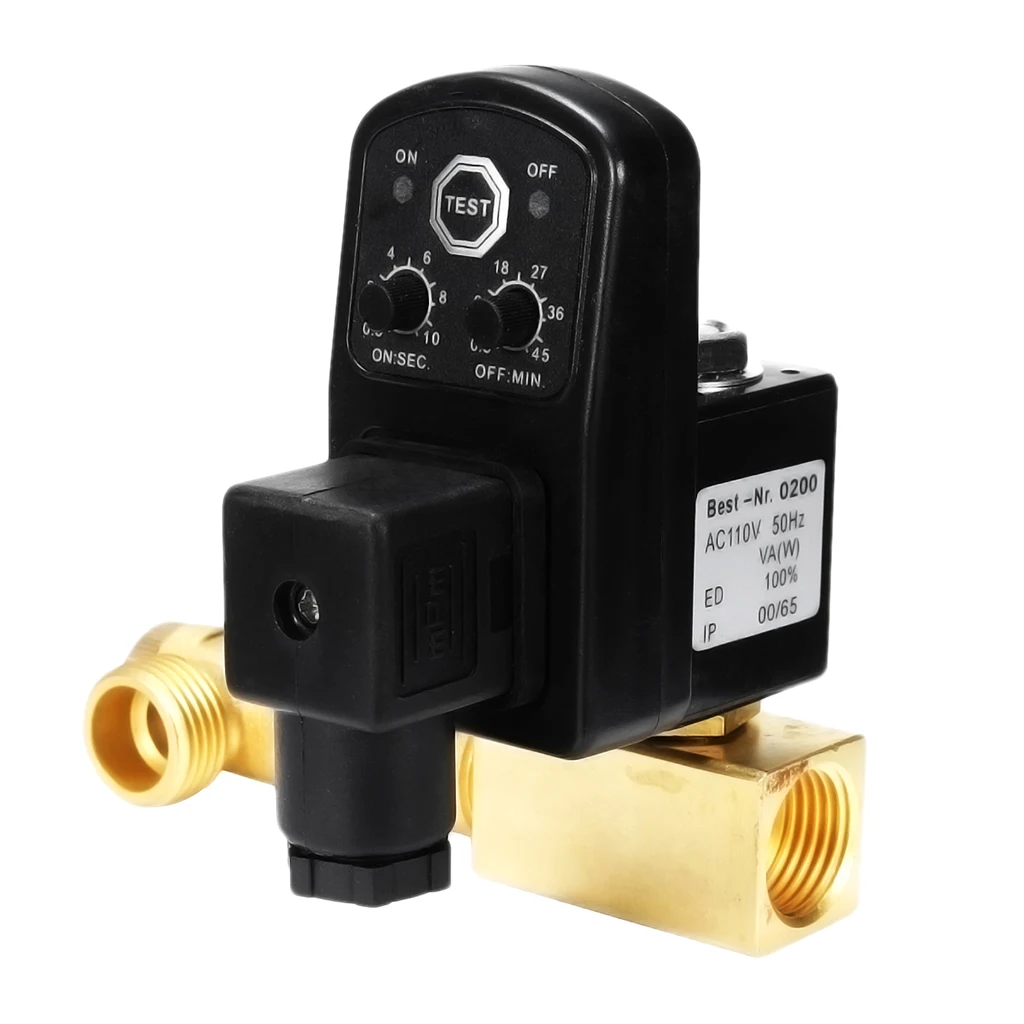 Auto Drain Valve for Air Compressor Metal Timer Solenoid Valve Electronic Discharger for Air Dryer Separator