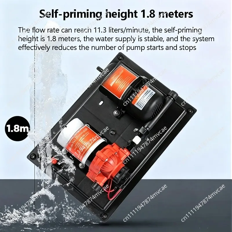 12V  Water Supply System – 3.0GPM Diaphragm Pump with Pressure Tank, Quiet & Stable, Home-Like Water Flow