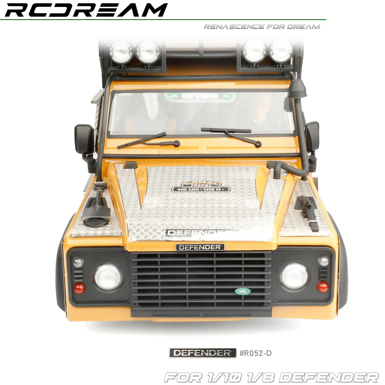 RCDream 1/10 Simulation Stainless Steel Emblem Sticker Badge Front Hood Logo for FCX10 Thropy TRX4 Defender D90 D110 RD110