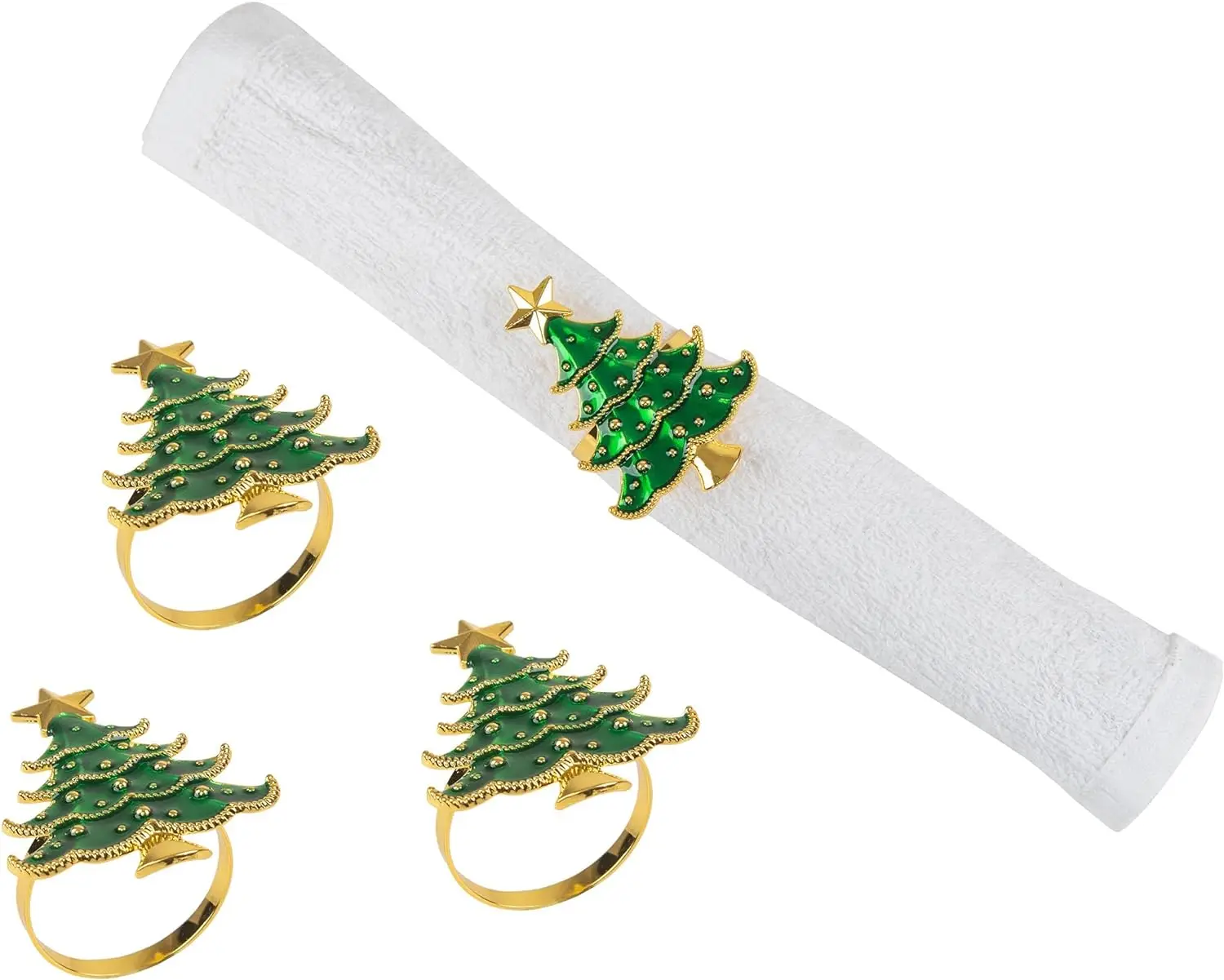 6pcs Green Christmas Tree Napkin Rings For Decoration Christmas New Year Holiday Table Decoration