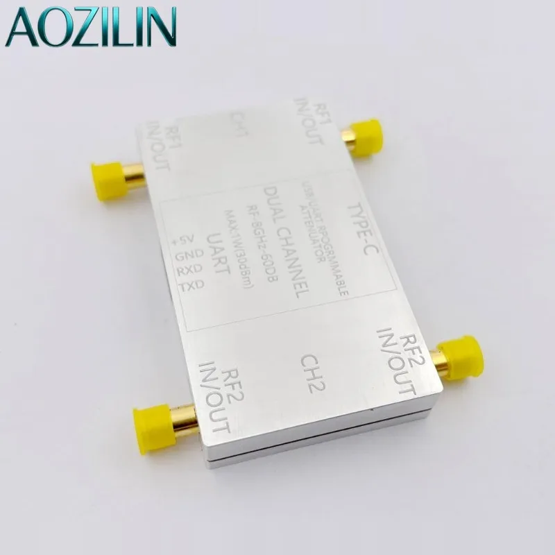 Dual‑Channel Digital Controlled RF Attenuator, LF‑12GHz Frequency, 60dB Dynamic Range, Aluminum Alloy Shielded Module