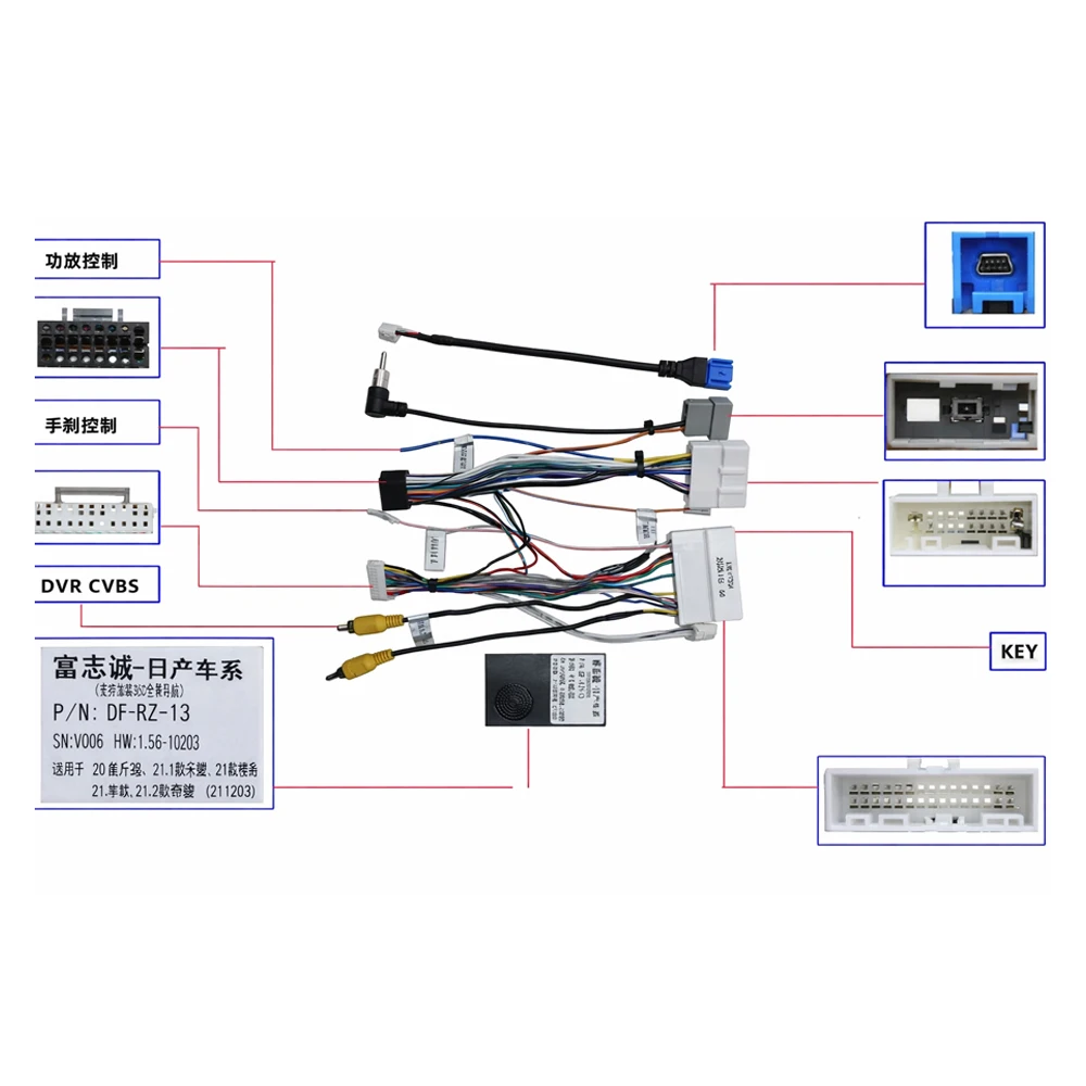 For Nissan X-Trail Rogue Qashqai Teana 2021-2022 20+40Pin Android Radio Power Cable Wiring Harness with 360 CANBUS Decoder Box