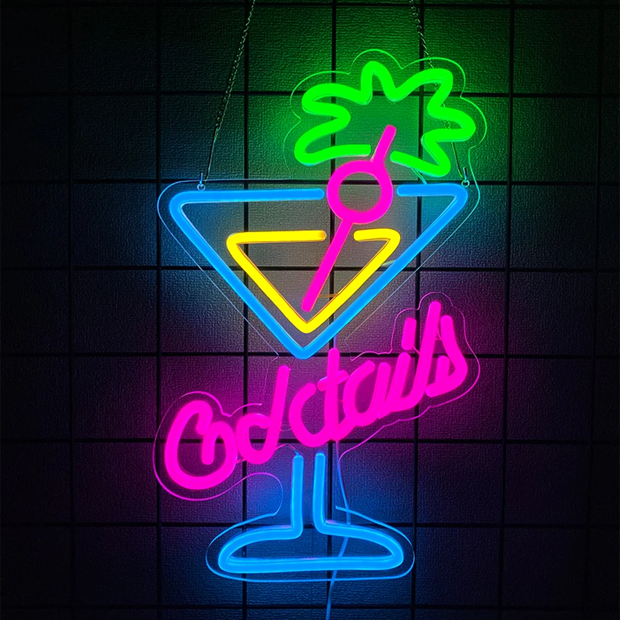Cocktails Led Neon Sign, Used For Bar Business Signs, Art Lights In Beer Bars, Club Parties, Restaurants And Shops, Usb Powered.