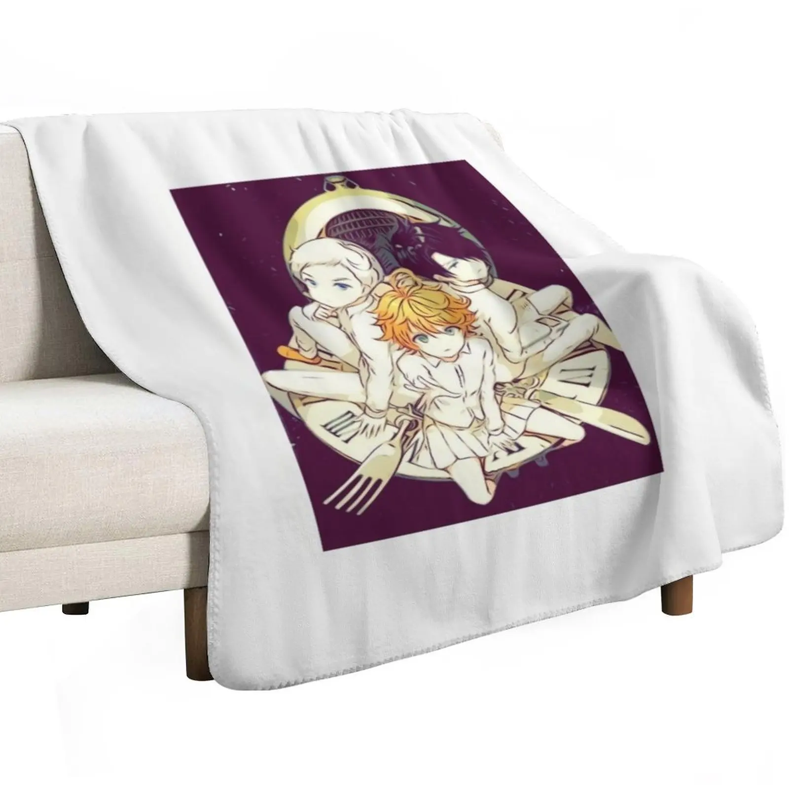 ياكوسوكو نو نيفرلاند | نيفرلاند الموعودة - إيما، نورمان آند راي (رسم) رمي بطانية بطانيات للطفل بطانيات أريكة قطيفة