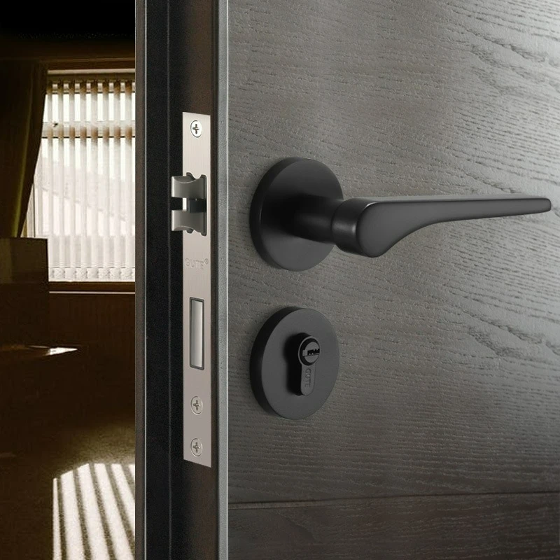 Hardworking Indoor Bedroom Universal Lock Solid Wood Door Silent Door Lock Handle Lock