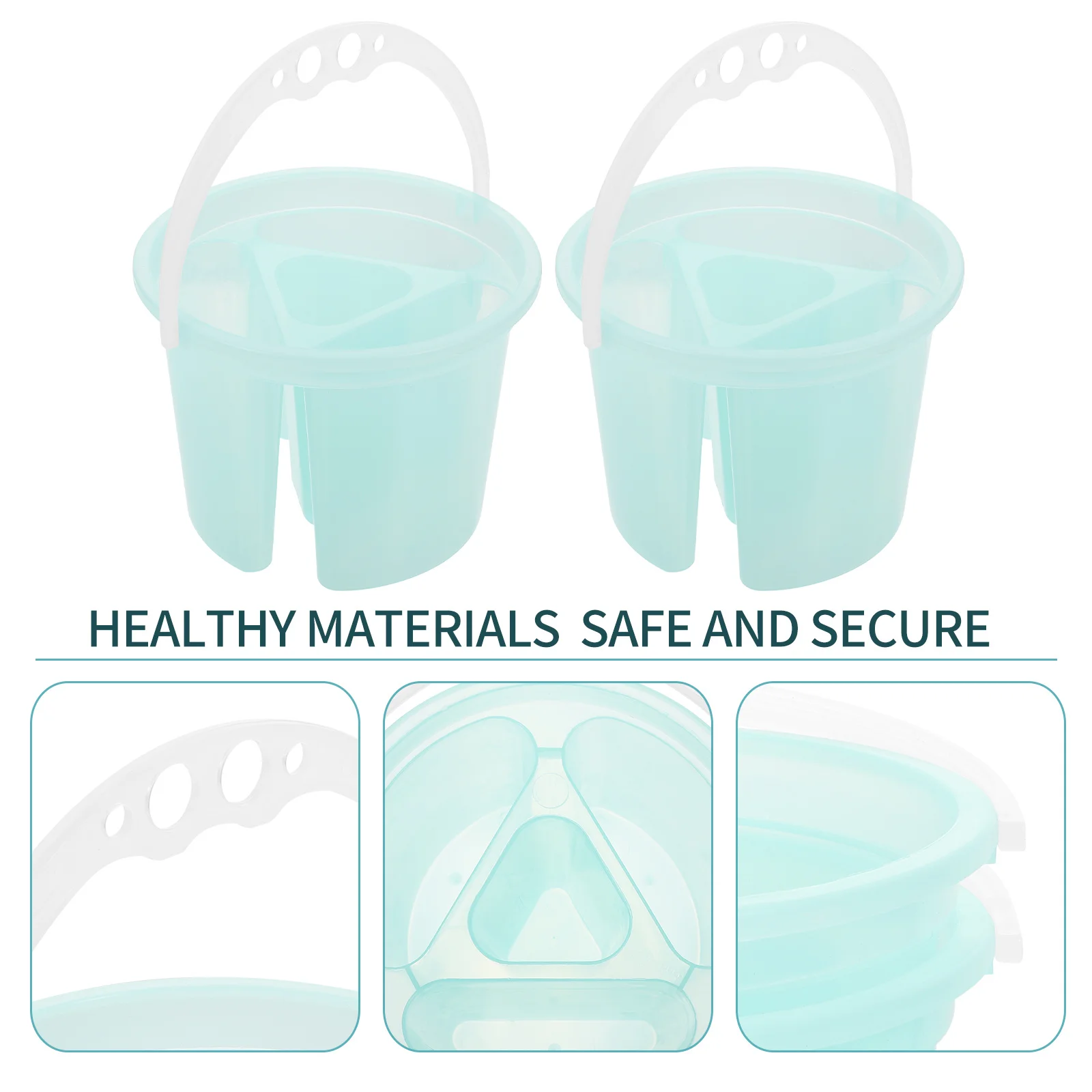 2 pezzi di strumenti artistici in plastica per lavabo con spazzole per miscelare colori e pulire, secchielli per pittura portatili con manico per artisti