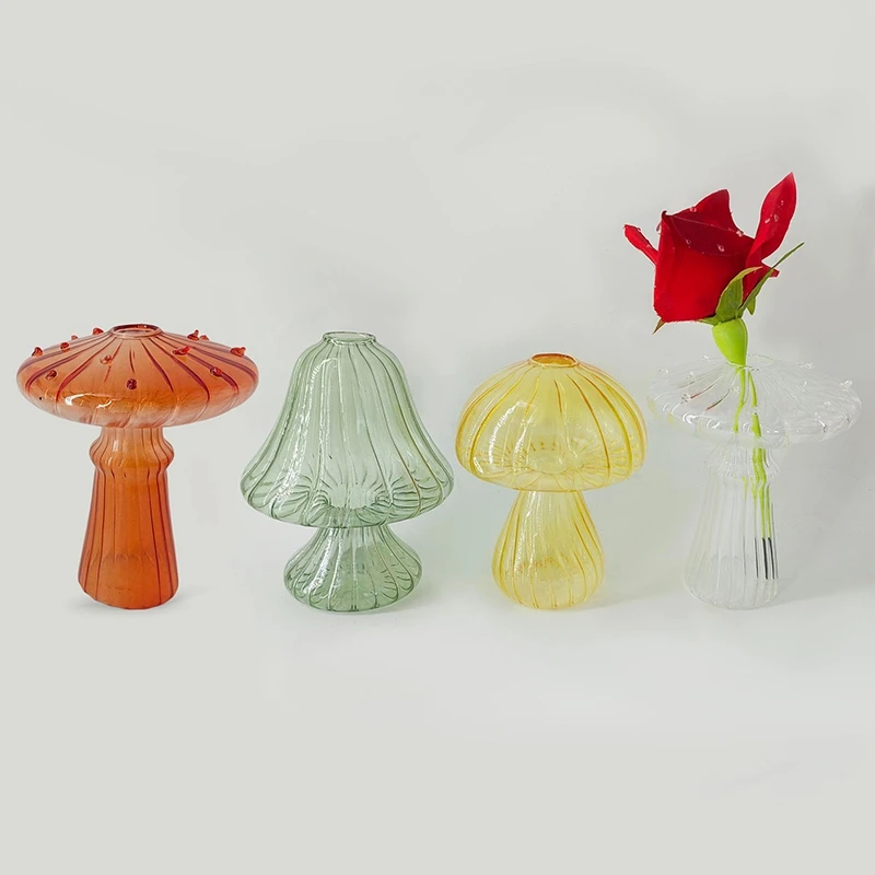 Mini Mushroom Vase Creative Flower Bottle for Hydroponics Plant Decorative Flowers Pot Office Table Desktop Ornament