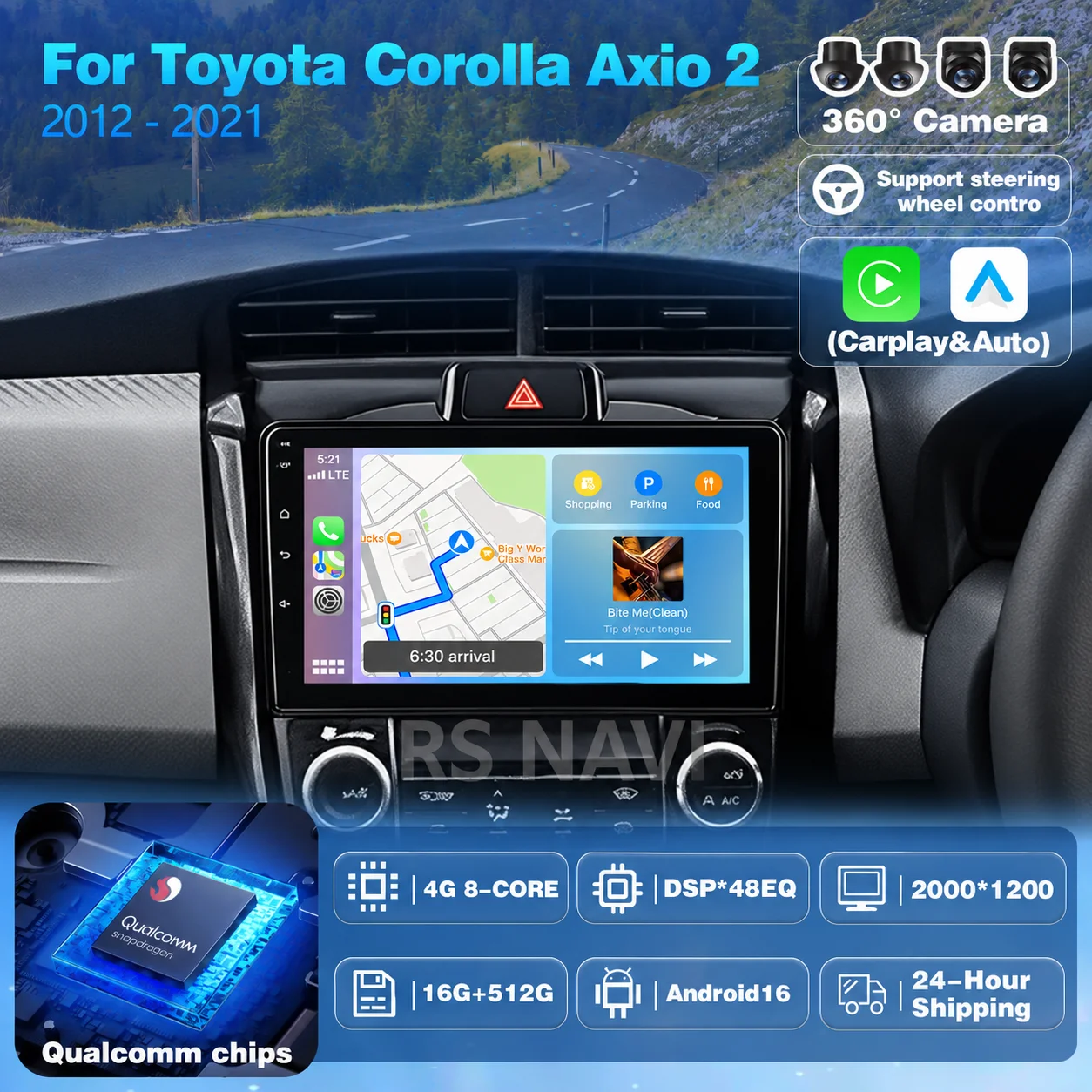 Plug and Play Android 16 For Toyota Corolla Axio 2 Fielder 3 E160 2012 - 2021 Car Radio Stereo Multimedia Player GPS Navigation