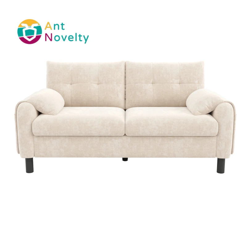 

Modern 2-Seater Sofa with Thick Cushions Comfortable Scandinavian-Style Chenille Fabric for Small Apartments & Bedrooms