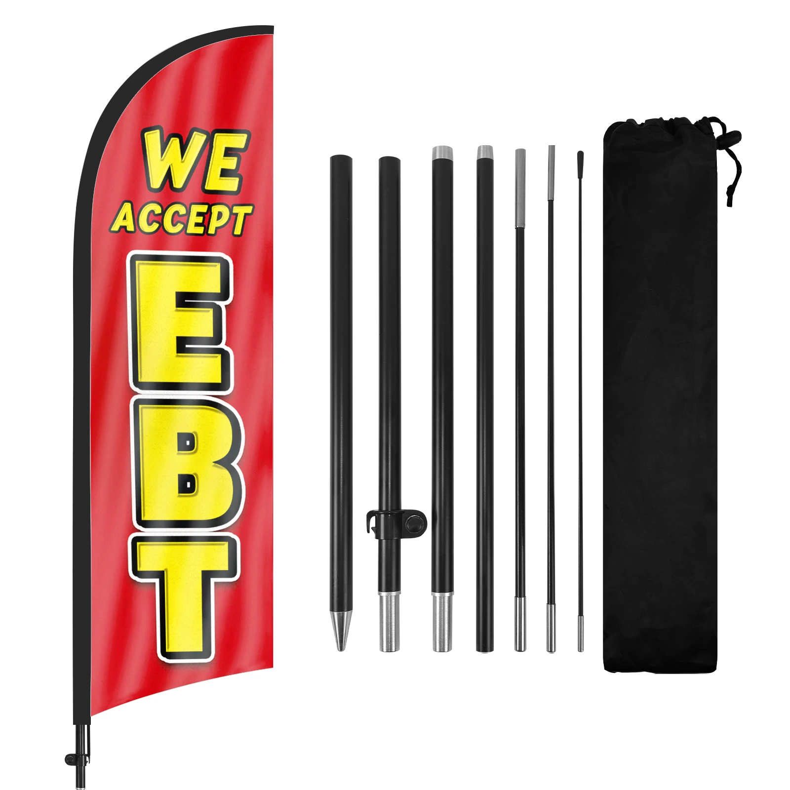 FSFLAG 1PCS 280CM The EBT Feather Flag with Flagpole Advertising Outdoor Banner Decoration for Business and Storefront