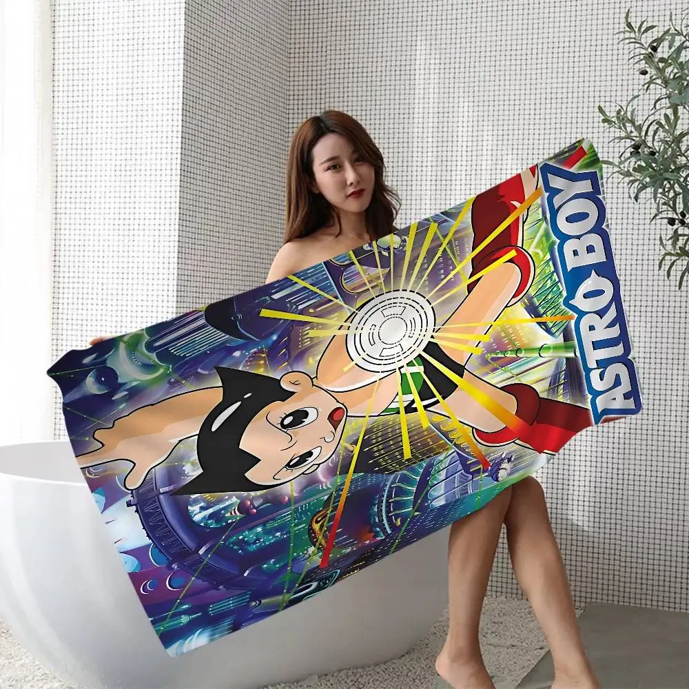 Retro A-Astro Boy Iron Microfiber Blanket Quick Drying Beach Towels Oversized Printing Super Absorbent Pool Towel Blanket