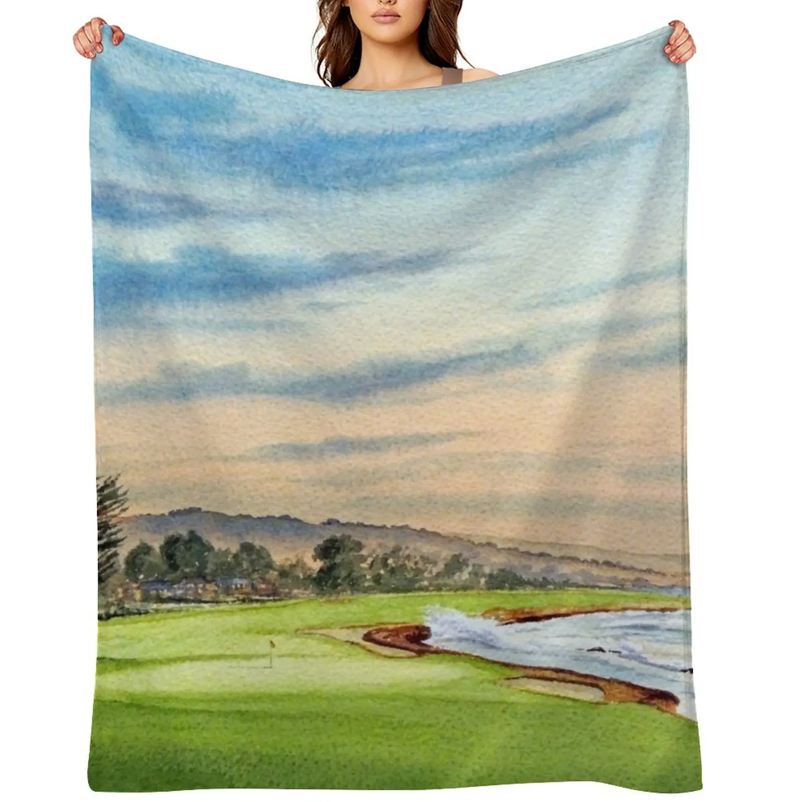 

Pebble Beach Golf Course 18Th Hole Throw Blanket Baby Kid'S christmas decoration Sofa Throw Blankets