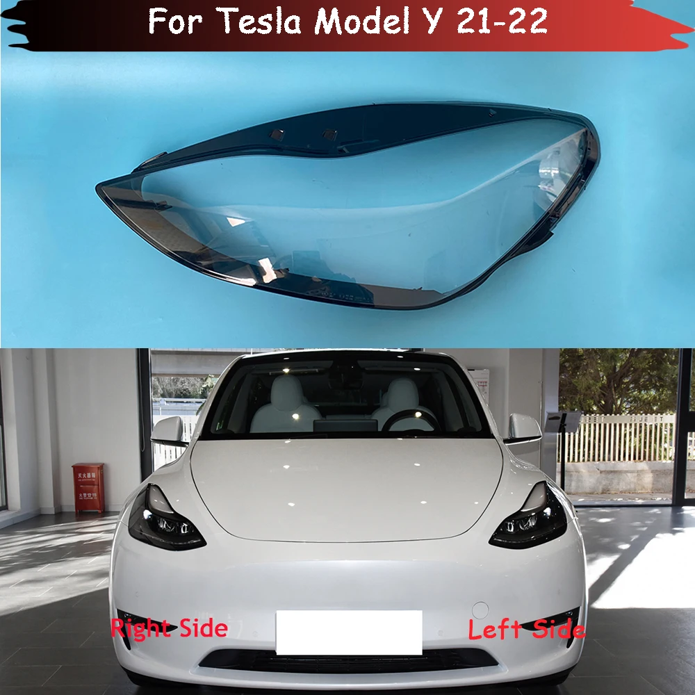 

For Tesla Model Y 2021 2022 Car front Headlight glass headlamps transparent lampshade lamp shell Headlight Cover lens