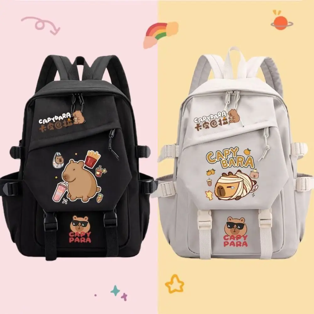 2025 new Large Capacity Capybara Backpack Nylon Multi-layer School Backpack Stain-resistant Multipurpose Students Schoolbag
