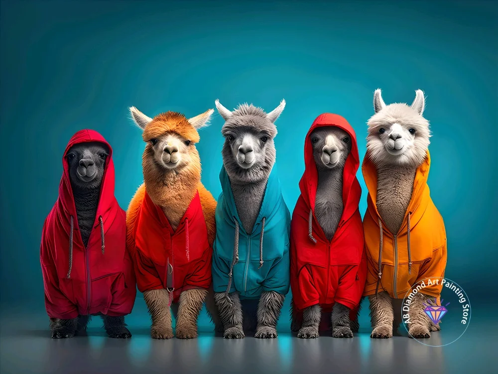 

Alpaca Llamas AB Diamond Painting Kit Square Round Diamond 5D DIY Cross Embroidery Handmade Art Adult Exquisite Gift Home Decor