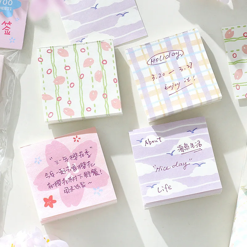 60pcs Simple Color Matching Notebook, Student Message and Office Notes Kawaii Stationery