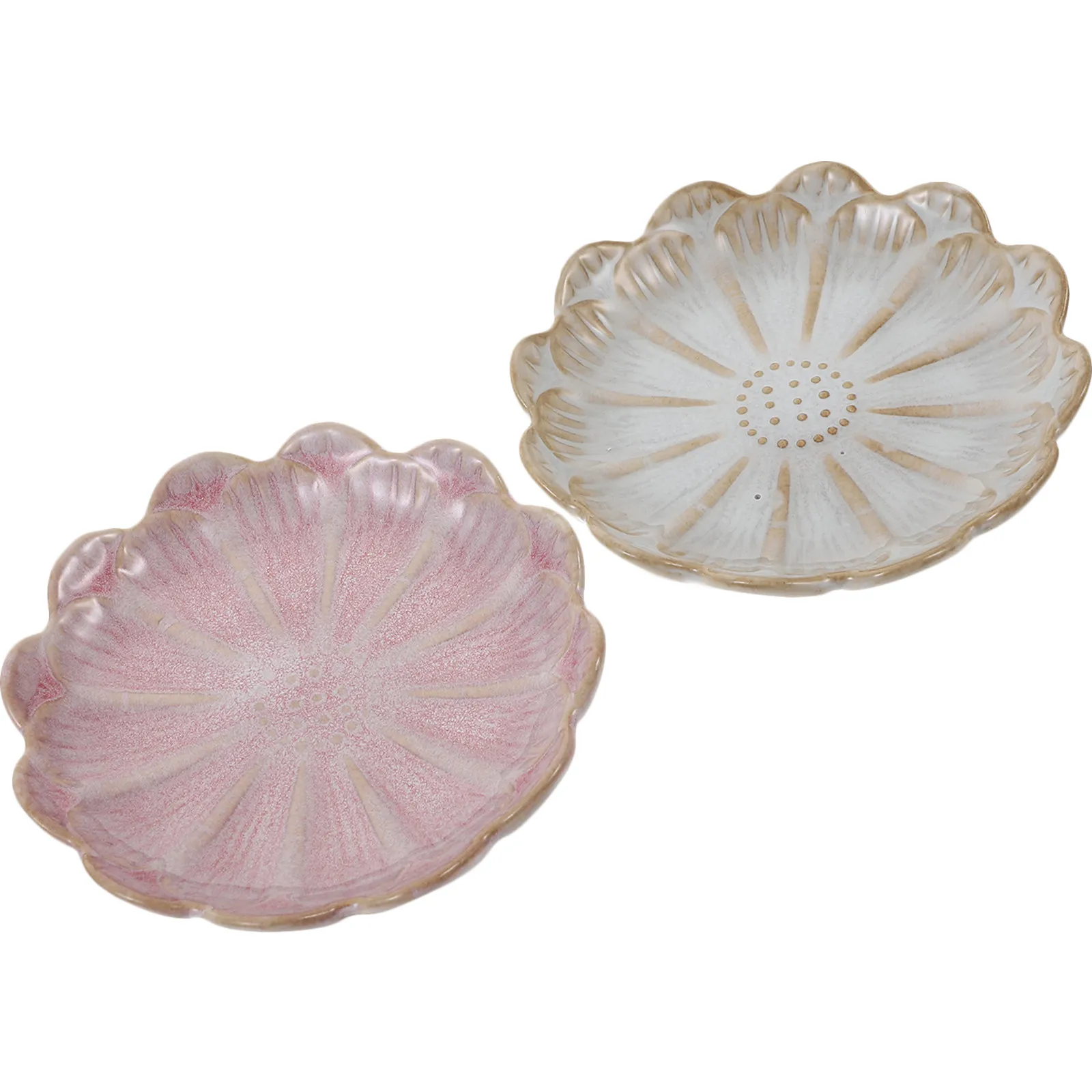 

2Pcs Ceramic Flower Jewelry Tray Ring Dish Trinket Display Tray for Rings Earrings Necklaces Bracelets Desktop Organizer