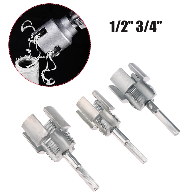 Ferramenta de corte de linha de tubulação, broca elétrica compatível com tubo de pvc, abridor de roscas de buraco interno e externo, ferramenta de fabricação de linha de pvc de 1/2 "3/4"