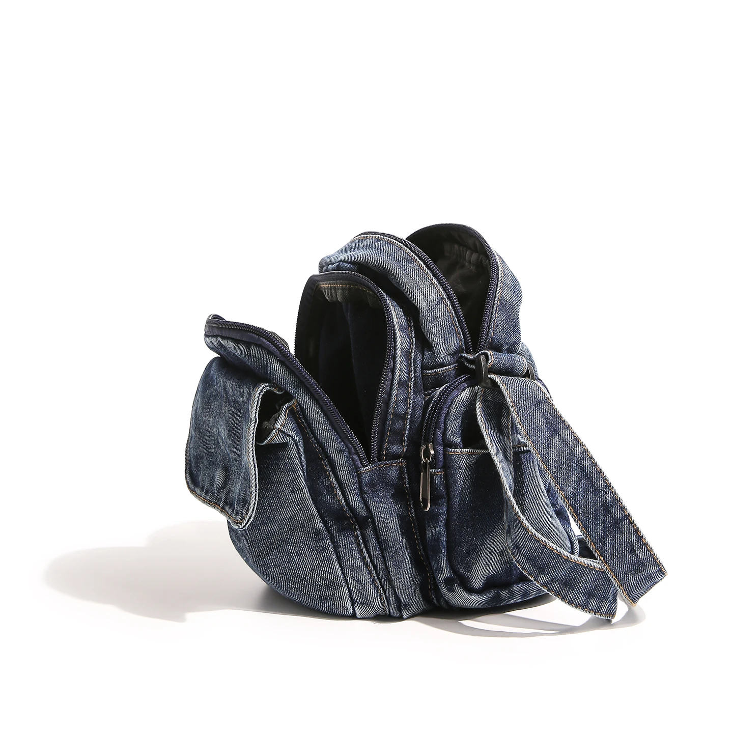 Denim Messenger Bags Women 100% Cotton Crossbody Bags Men More Cloth Shoulder Bags Washed Canvas Flap Packages Travel Purse 5