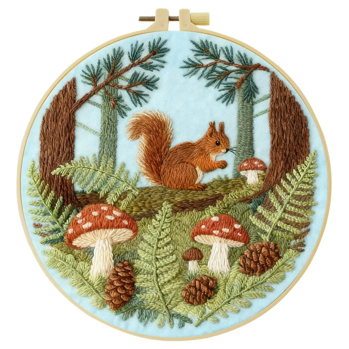 1 Stück 20X20CM/15X15CM 7,87/6,3 Zoll Die Eichhörnchen im Wald Stickerei-Starter-Kit DIY-Kit DIY-Stickerei-Set Handarbeiten – Detail 4