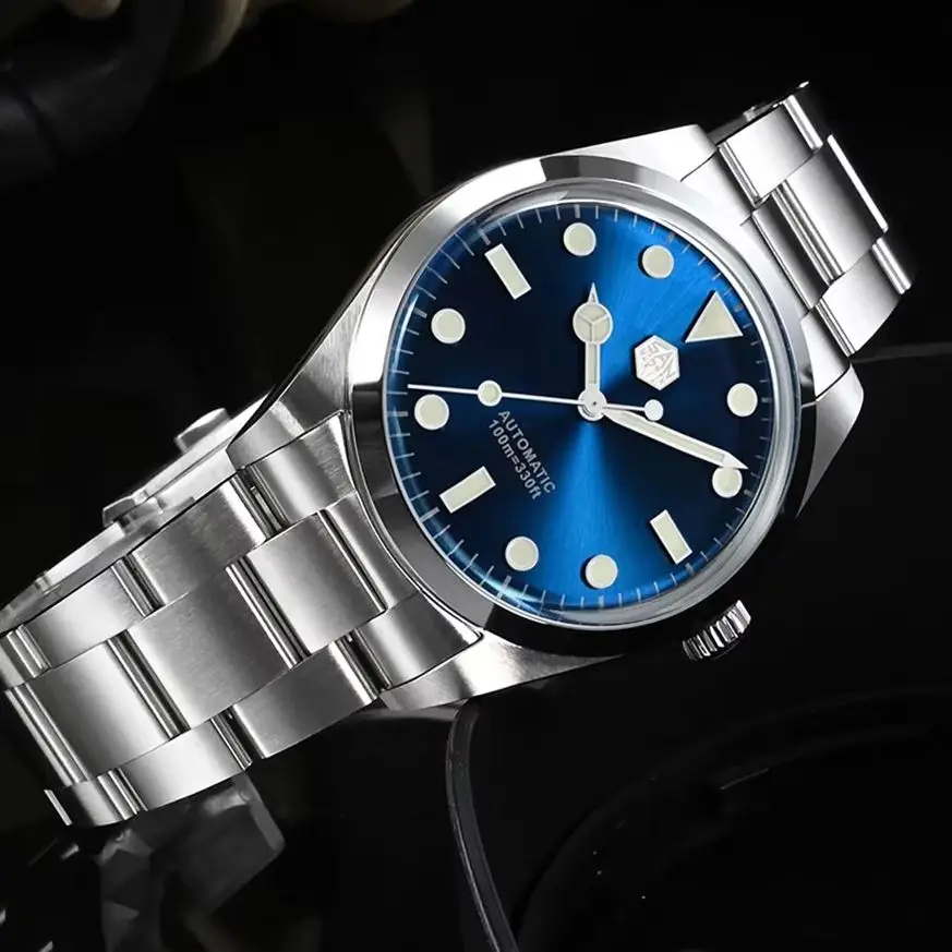 San Martin Men Automatic Watch 39mm Mechanical Wristwatch Sapphire Mirror Diver 10ATM Waterproof BGW-9 Luminous PT5000 SW200