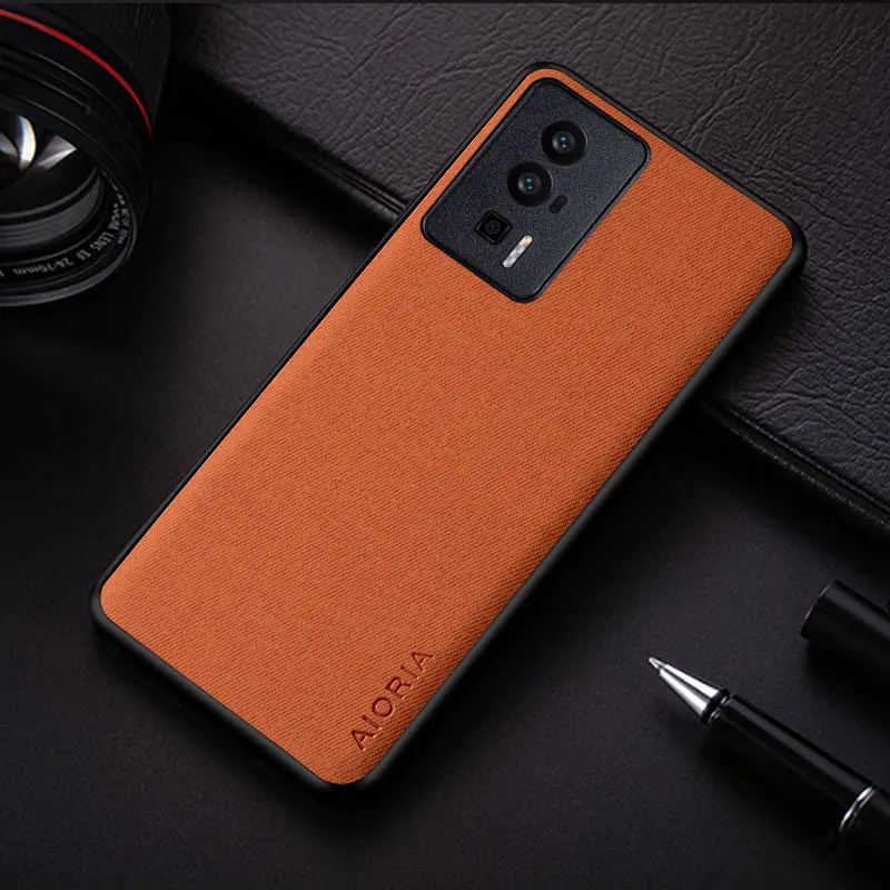 Case for Poco F5 Pro M6 M7 Pro simple solid color textile Leather protective back cover for xiaomi poco f5 case