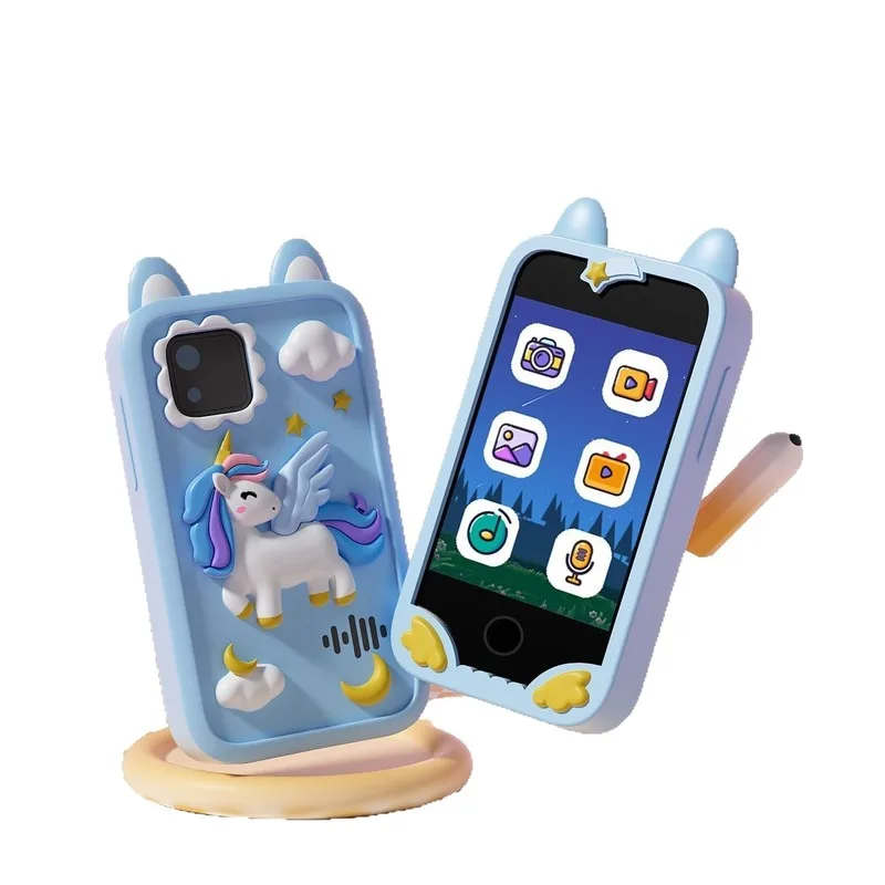 กล้องโทรศัพท์ของเล่นสำหรับเด็กพร้อมกล้องคู่ HD หน้าจอสัมผัสเพื่อการศึกษา เกมส์เสริมทักษะ อุปกรณ์ขนาดเล็ก ของขวัญสำหรับเด็กชายและเด็กหญิง