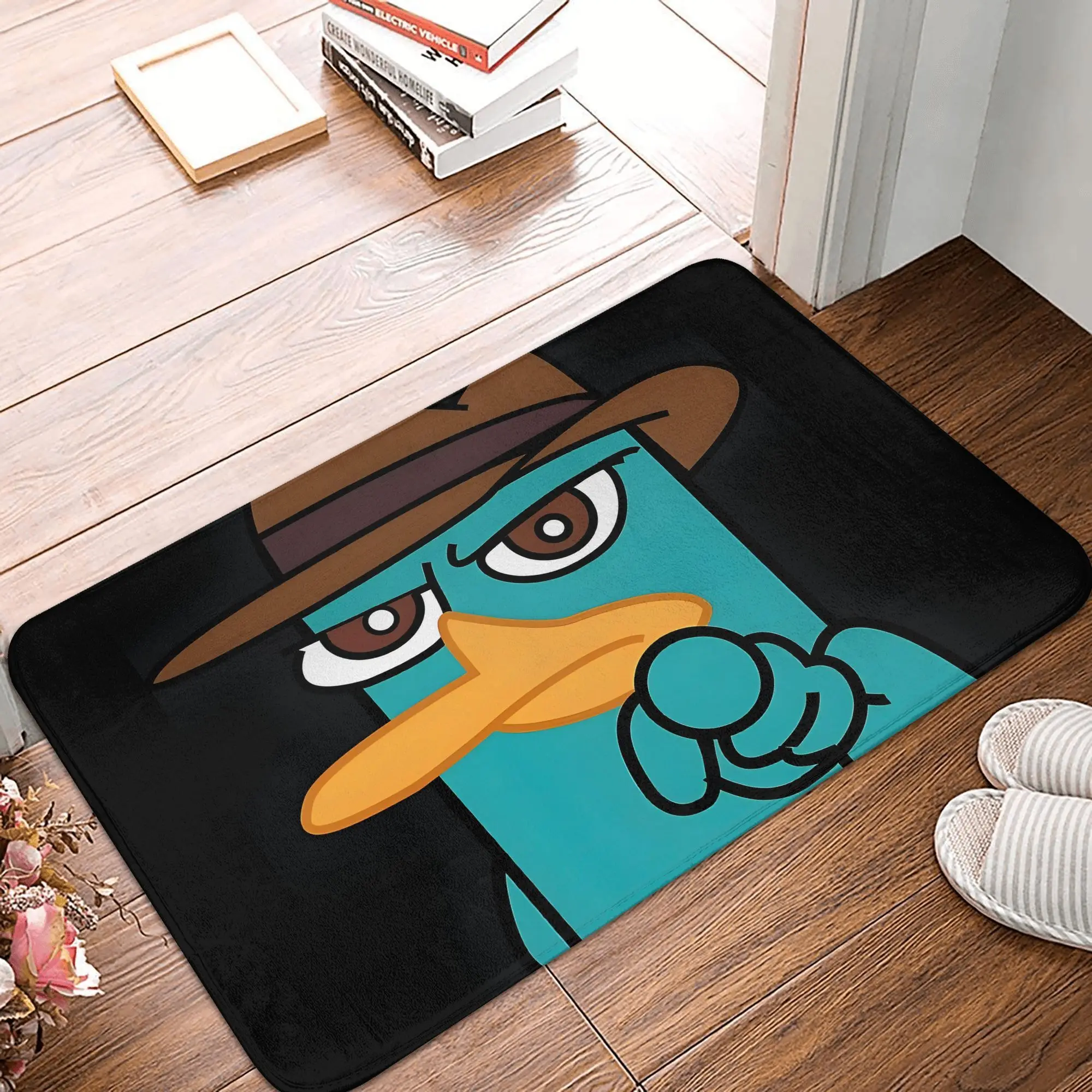 1pc Perry the Platypus Mat - ' Cartoon Mat with Iconic Green-Eyed Platypus Face, Machine-Washable Indoor/Outdoor for & Room,