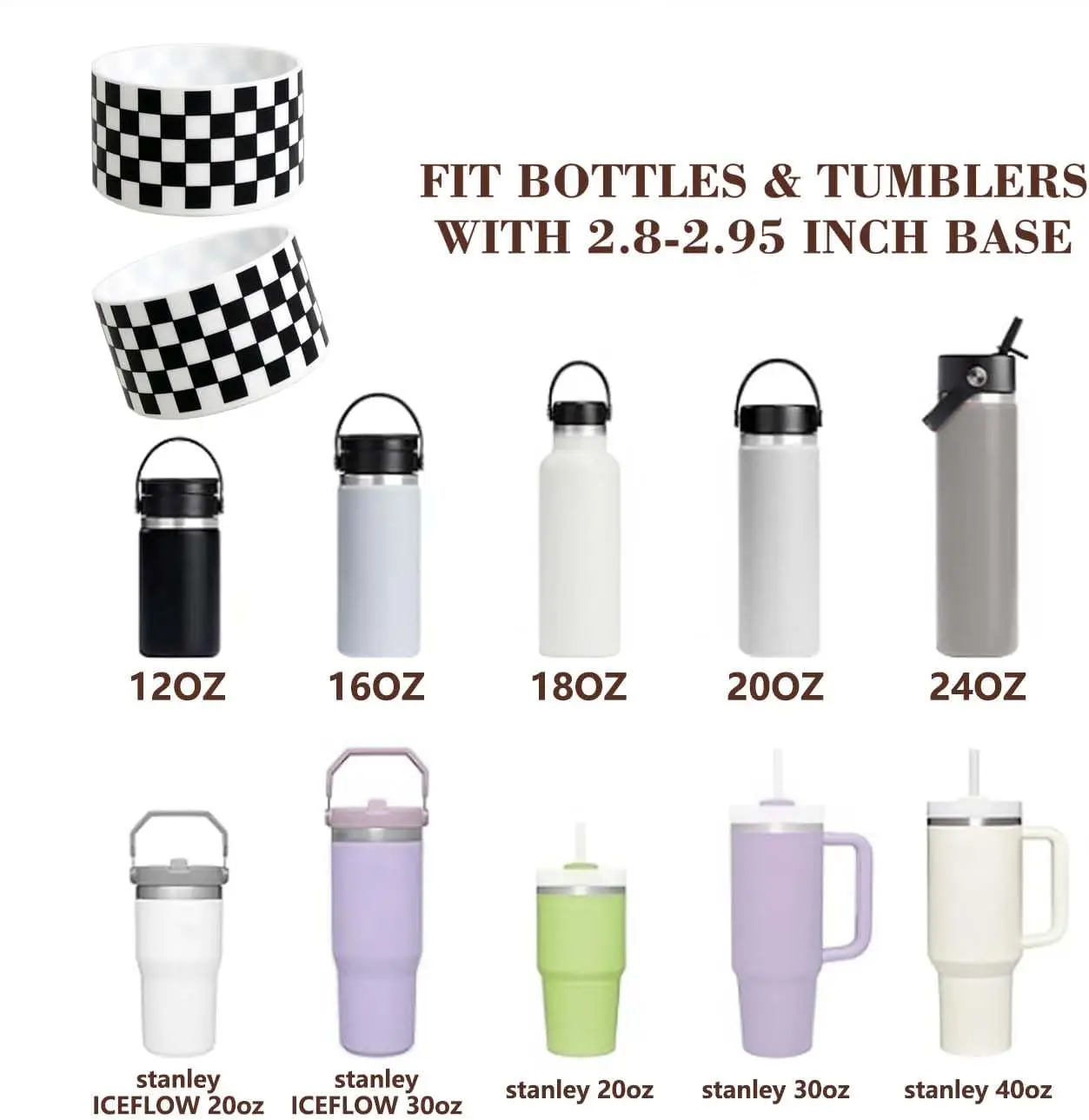 حذاء من السيليكون الواقي بنمط متقلب من Geedyn لهاتف 40 أونصة وأكمام مضادة للانزلاق للزجاجات مع قاعدة 2.88-2.97 بوصة