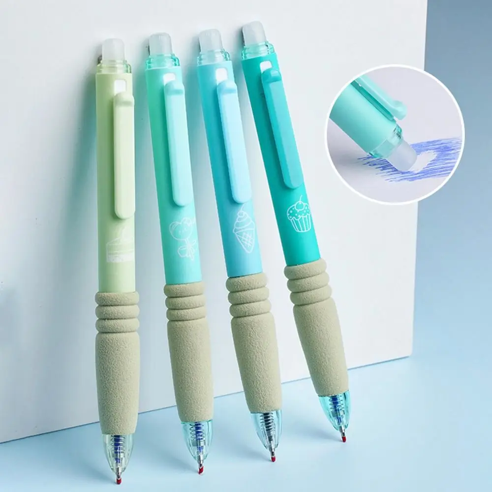 4Pcs/lot Gel Pen Quick-drying Press Erasable Pen 0.5mm Exam Professional Pens Soft Touch Grip Blue Pen New Writing Stationery