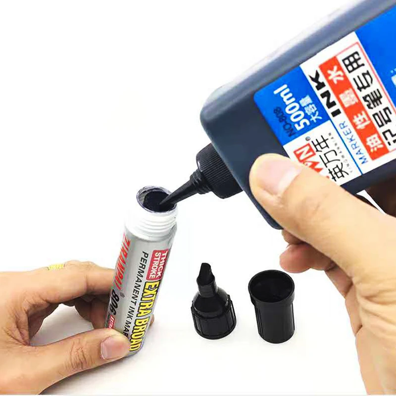 3 Color Large-Capacity Marker 10mm Nib Oil-Based Big-Ended Marker Pen Refillable Waterproof Non-Erasable