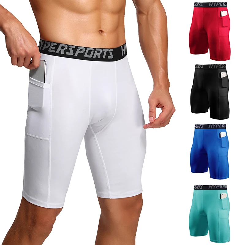 Mens Gym Wear Fitness Training Shorts Pocket Men Dry Fit Running Compression Tight Sport Short Pants Male Workout Shorts