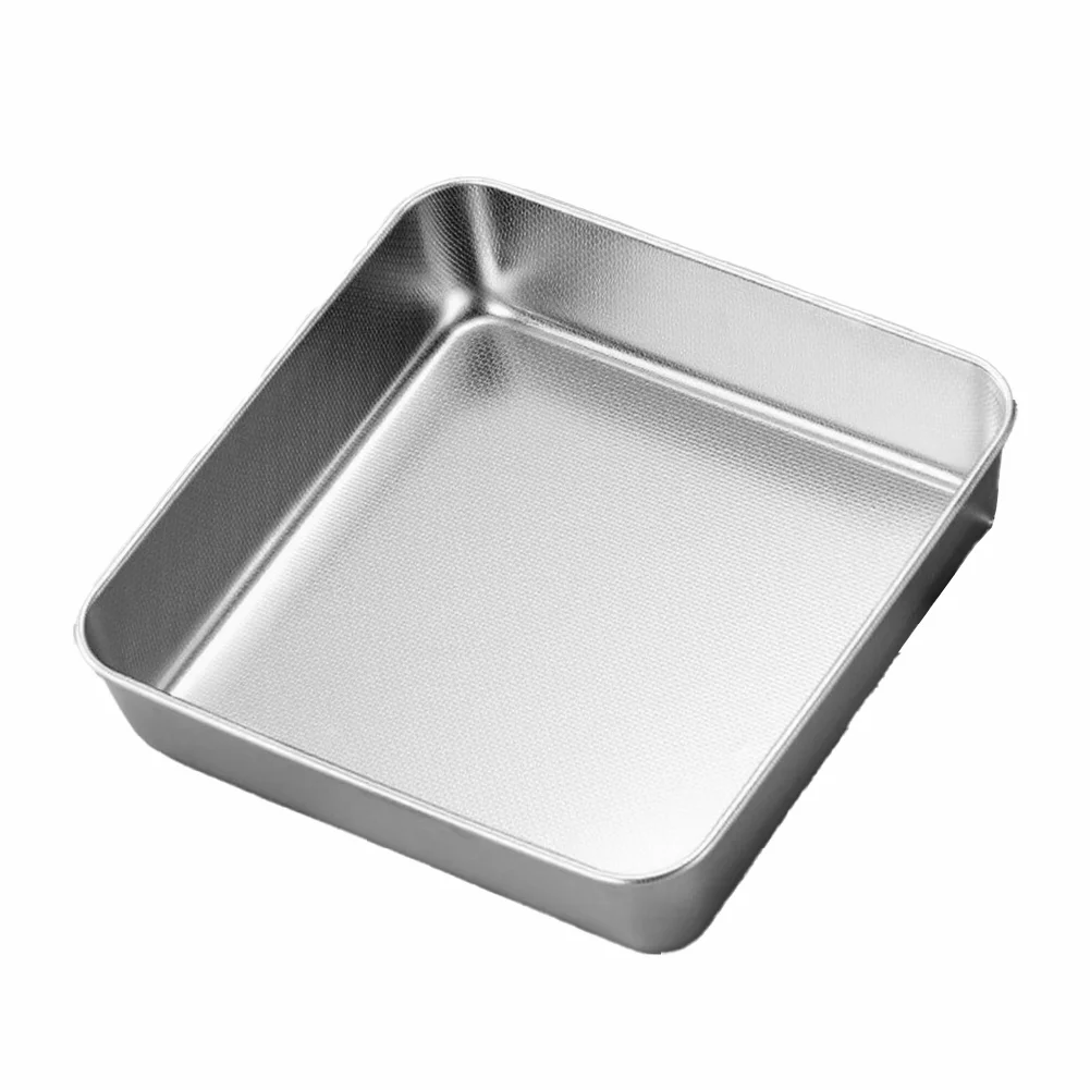 26x26x7cm Stainless Steel Rectangular Tray with Tight-Seal Lid and Perforated Stainless Net for Baking and Kitchen Use