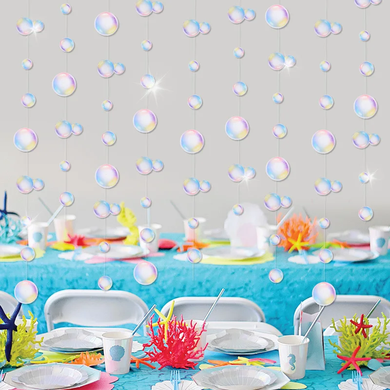 3M Bubble Garlands Kids Mermaid Birthday Party Decoration Wiszący baner pod morzem Ocean Party Supplies Baby Shower Wedding