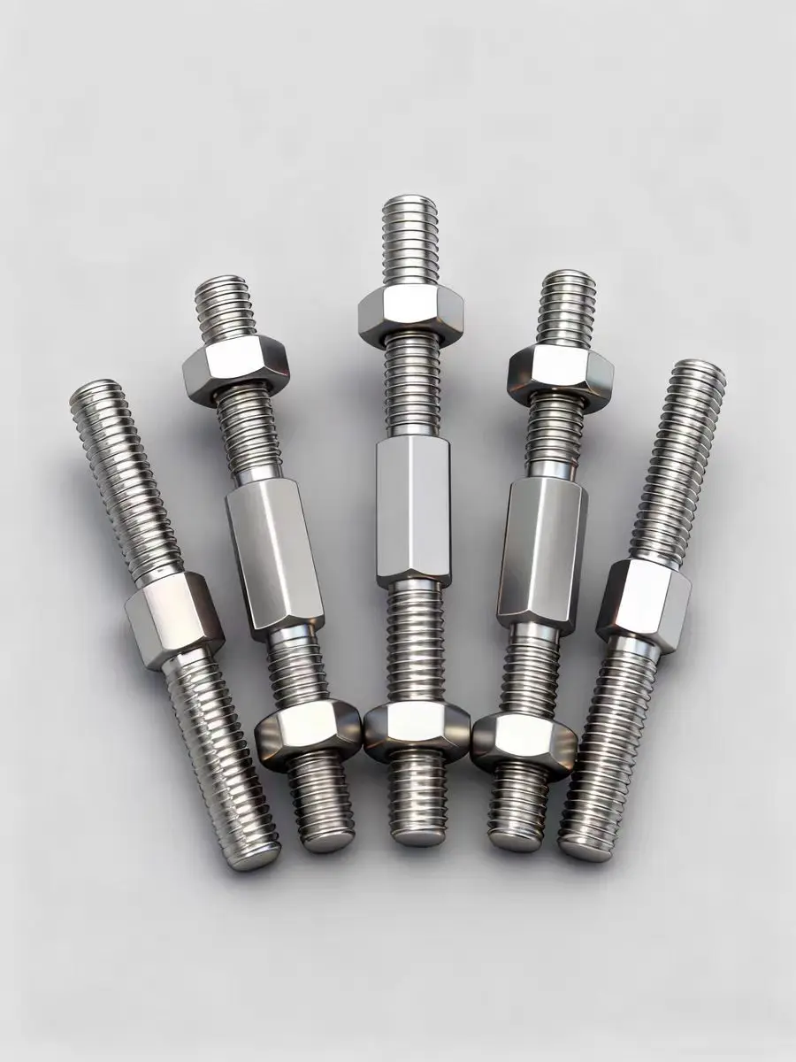 2pcs 304 Stainless Steel Outer Hexagon Left and Right Thread Dual Head Threaded Bar Double End Thread Rod Stud Bolt M6 M8