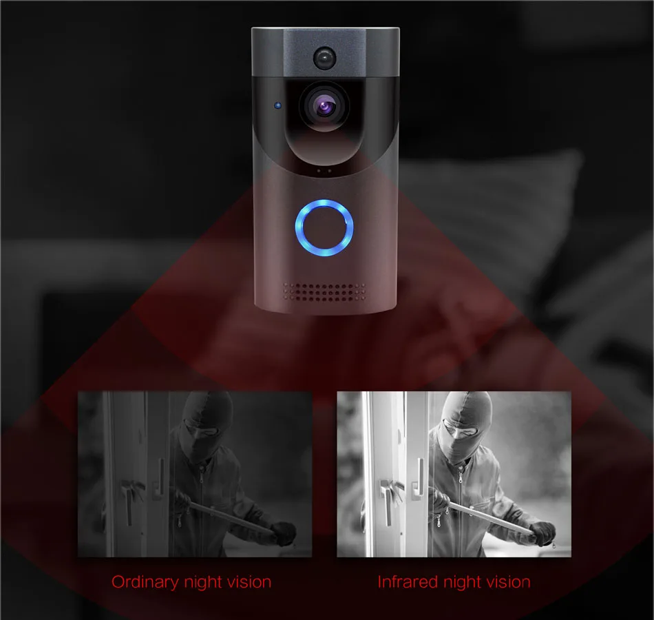 Outdoor Waterproof Wifi Visual Interphone Camera 720P Smart Video Doorbell TF Card Storage Support 18-24V AC Power