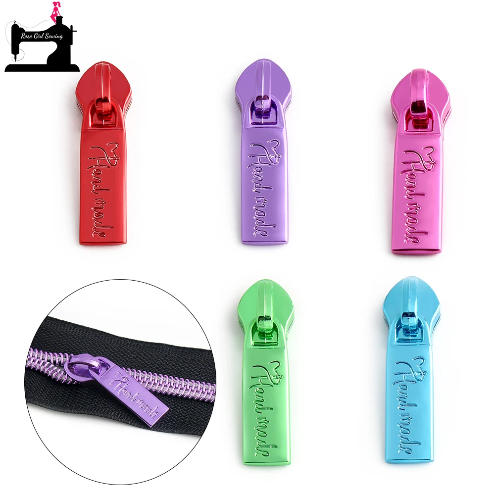 

5/10/20PCS Handmade Letter 5# Nylon Double-sided Zipper Slider For Replacement Coat Bags Handbag Purse Puller Head Accessories