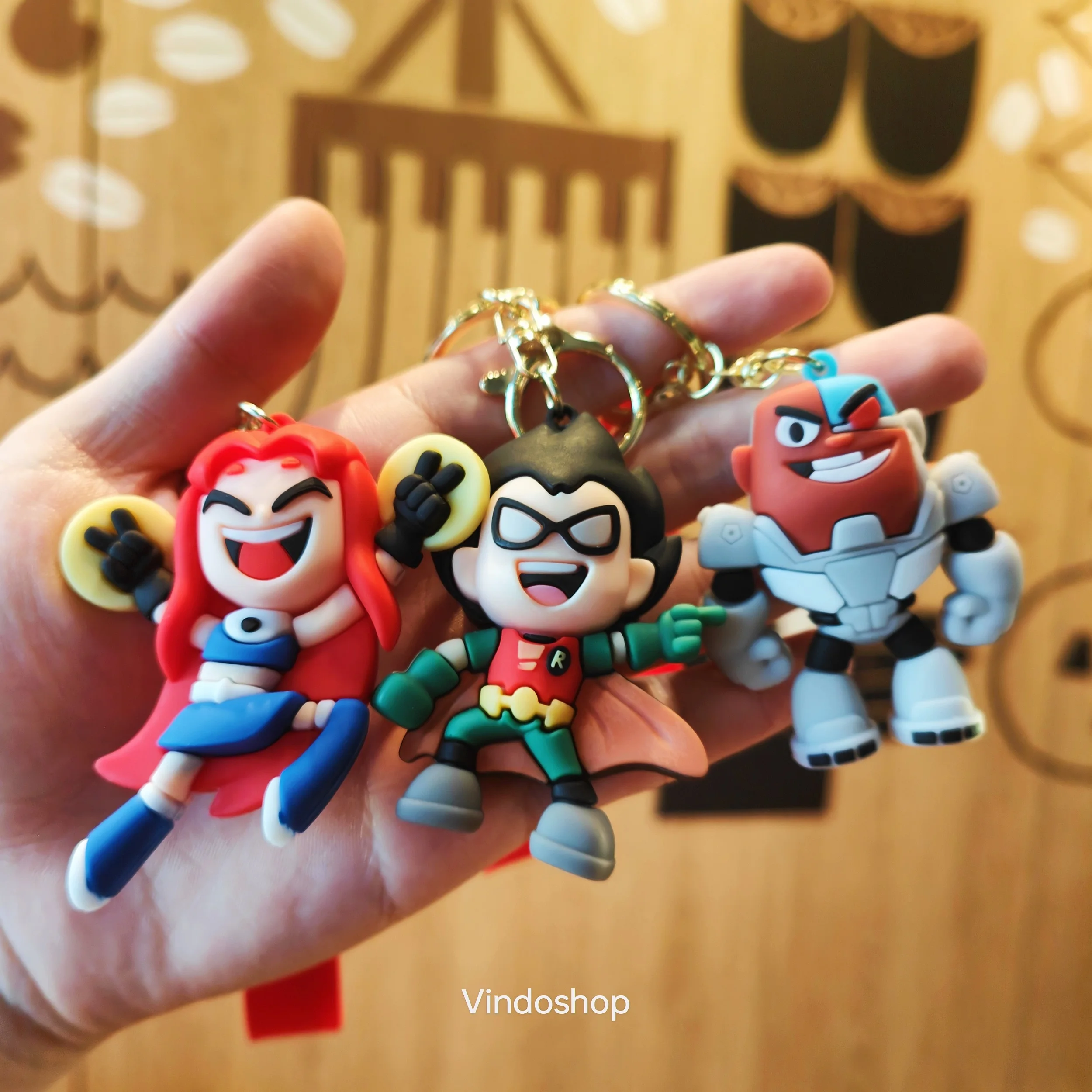 Creative Anime Teen Titan Hits Key chain cartoon man and woman bag car key chain pendant sports gift