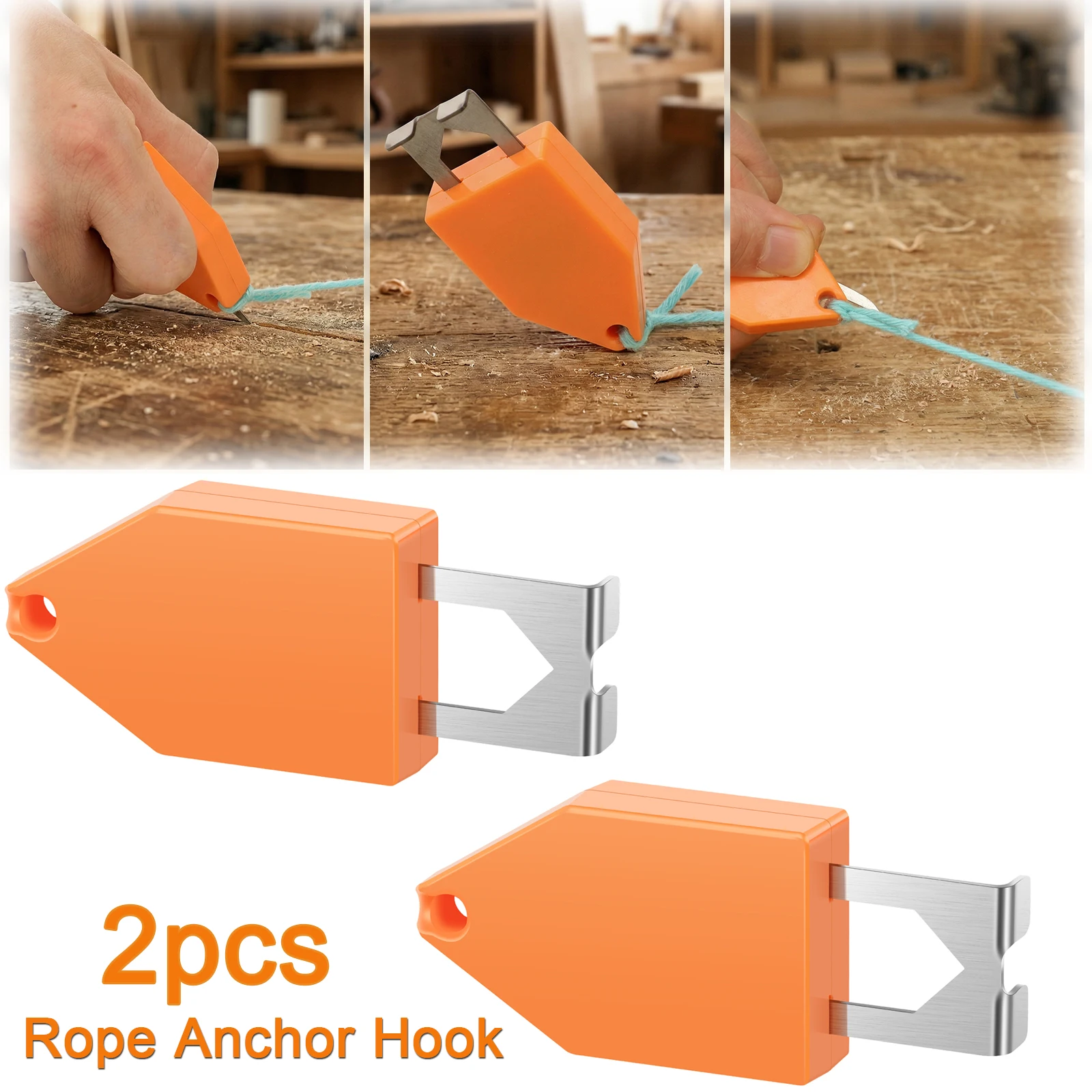 2PCS Rope Anchor Hook, Portable Chalk Line Anchor Hook Tool, Rope Anchoring Effortless Instant Fixing Carpentry Tools and Access