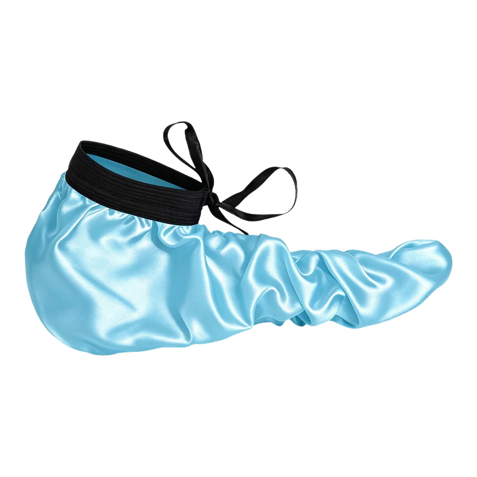 Men Satin Penis Sheath Thong Fancy Strapless Thongs Micro Briefs Elastic Opening with Ribbon Ruched Cover Pouch for Dating Night
