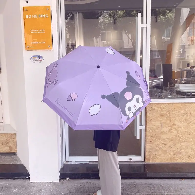 

Kawaii Kulomi Umbrella Dual-purpose Tri-fold Sun Umbrella Girl's Heart Manual Folding Sun Protection and UV Tide