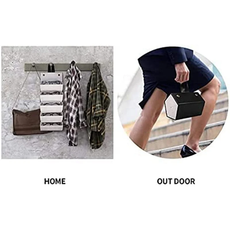 Multiple Travel Sunglasses Organizer Case - PU Leather Hanging Foldable Eyeglasses Case Storage Box for Men Women